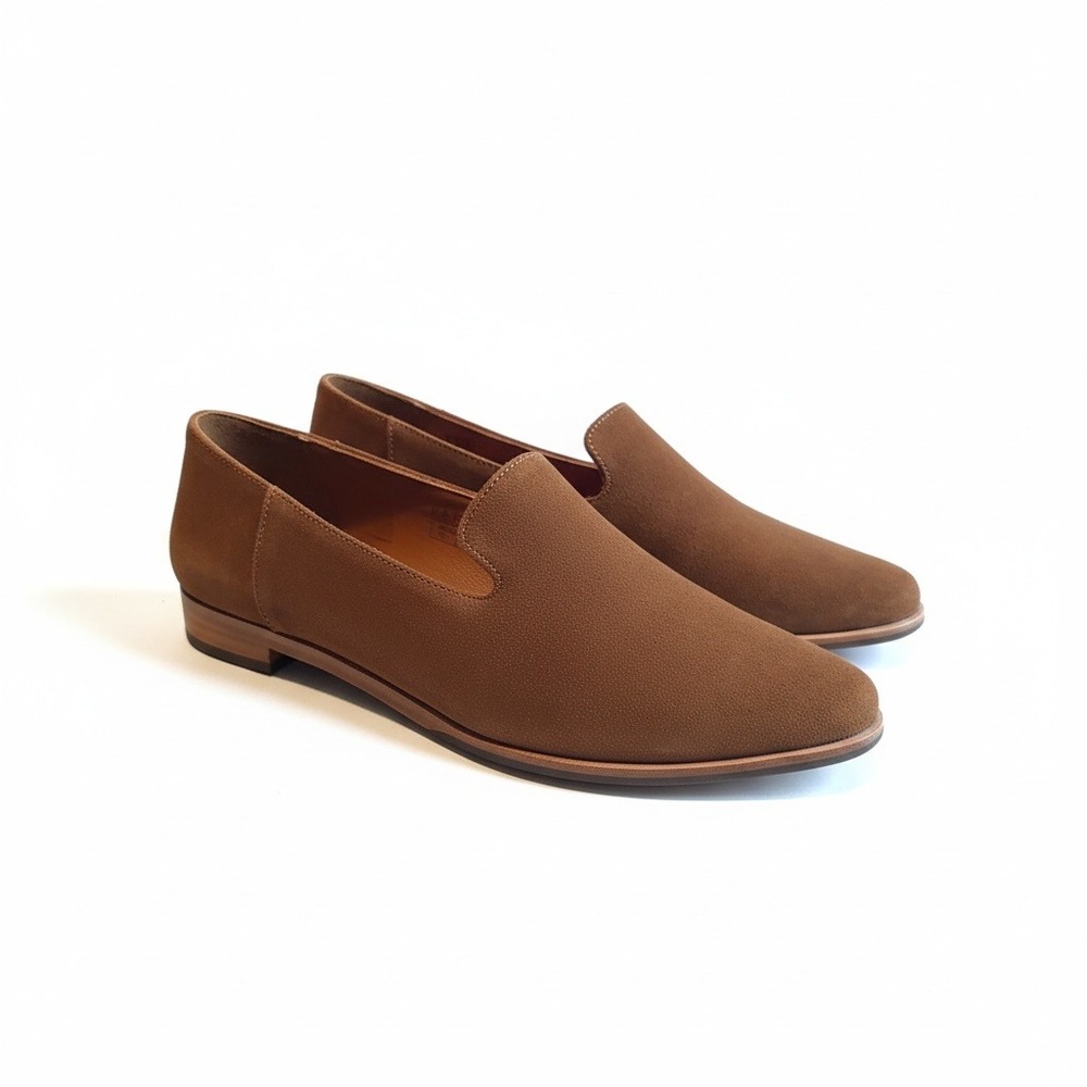 Patina Footwear Brown Suede Loafers Womens 9.5 Handmade in Mexico Almond Toe